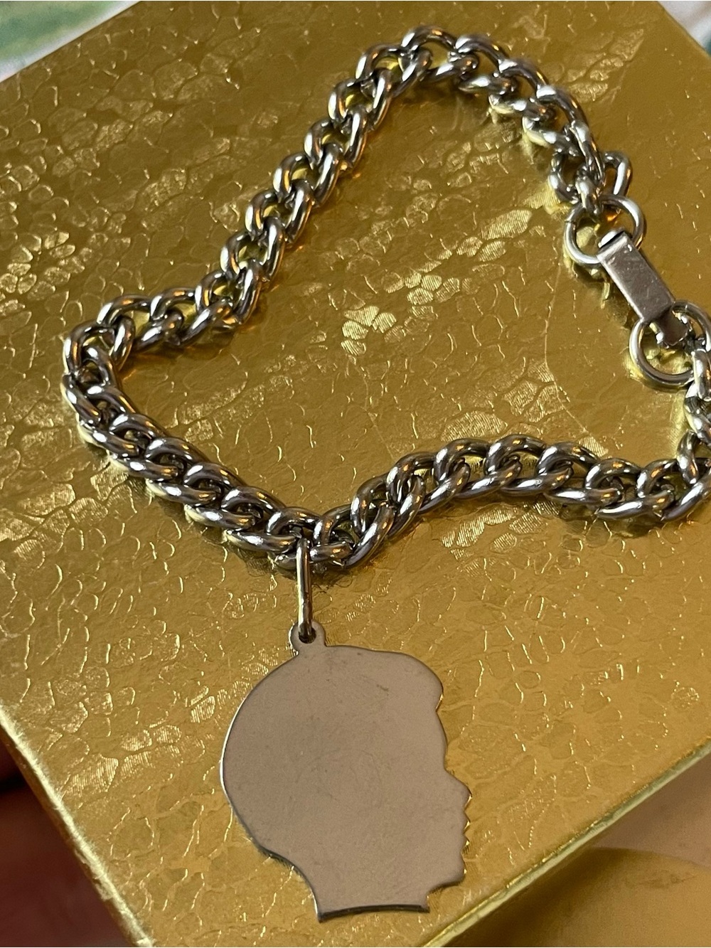 1960’a Silver Chain Bracelet with Boy Silhouette Pendant